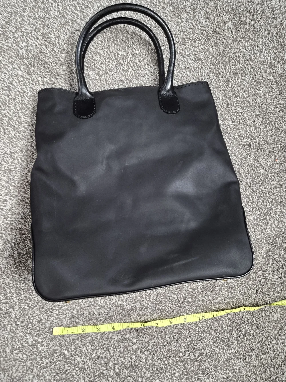 Lancel Black Leather & Nylon Tote Bag